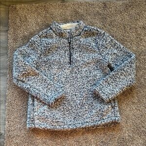 Time and Tru Cream and Heather Gray Sherpa Pullover